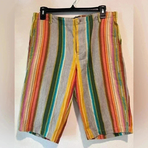 Le Superbe Satillo Bermuda Short Multi Serape Stripe Size 6 100% Cotton - Picture 1 of 5